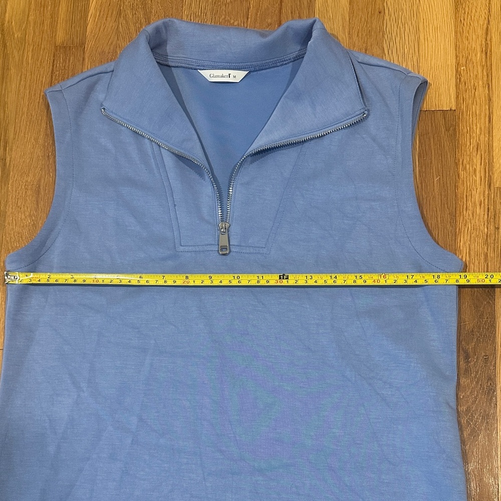 Glamaker | Women’s Periwinkle/Blue Sleeveless Zip-Up Top and Shorts Set - Picture 6 of 14